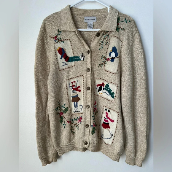 Alfred Dunner Women’s Ice Skating Winter Holiday Sweater - Picture 1 of 5